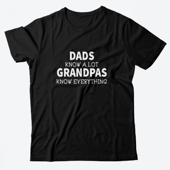 Футболка в подарок для дедушки с надписью "Dad know a lot. Grandpas everything"